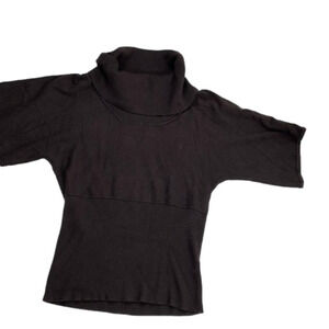 Spence Knits Brown Cowl Turtleneck ¾  Sleeve Sweater Small